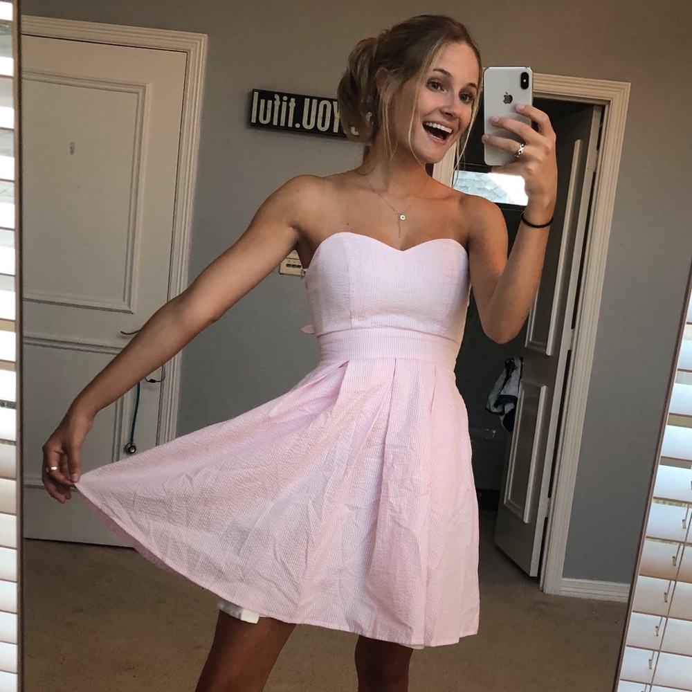 NWT Lauren James Light Pink Corbin Stripe Dress